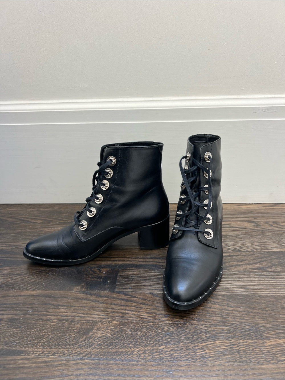 Freda Salvador Ace Bootie - Size 6 - Women's Black Lace-Up Leather Ankle Boots